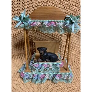 Vintage Rottweiler Dog swing wooden shelf‎ decor Cottagecore unique rare